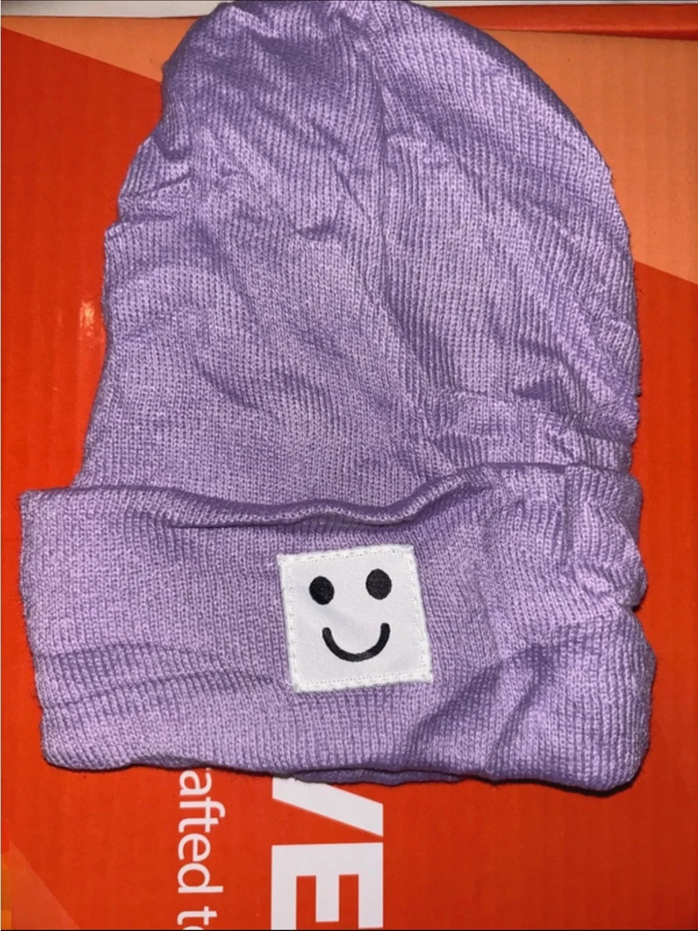 Kids Lavender Beanie with Smiley Patch - Brand Unspecified